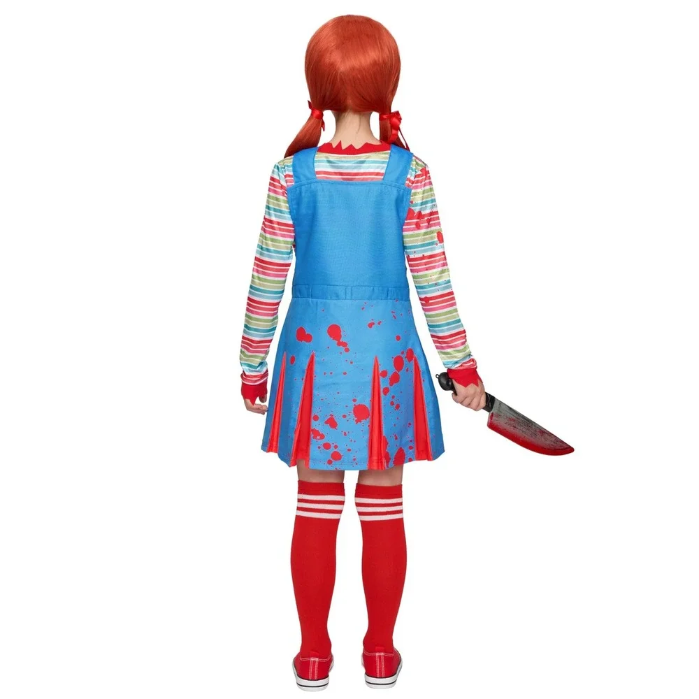 Girls Creepy Doll Costume Size M 8-10yr Dress Shirt Socks Spooktacular Creations